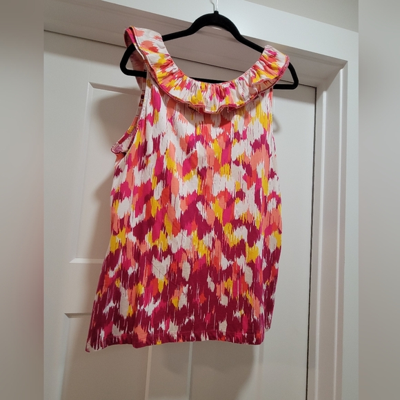 Colorful Sleeveless Ruffle Top - Picture 2 of 2